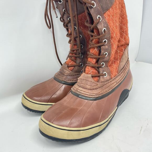 Sorel Tall Quilted Lace Up Top Rubber Bottom Winter Snow Water Boots sz. 8 - Picture 6 of 8